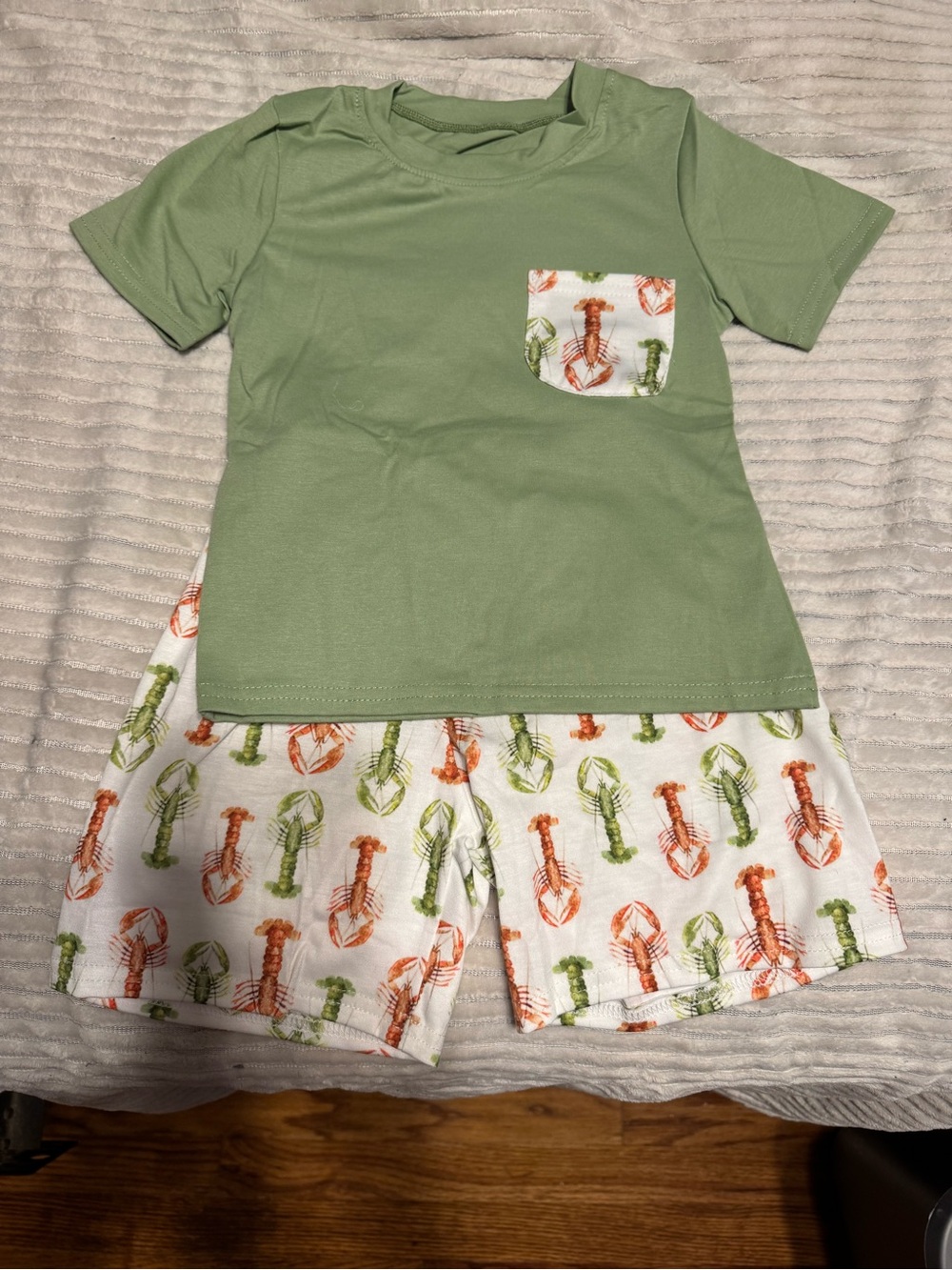 Kids Green Short Sleeve set with Lobster Print